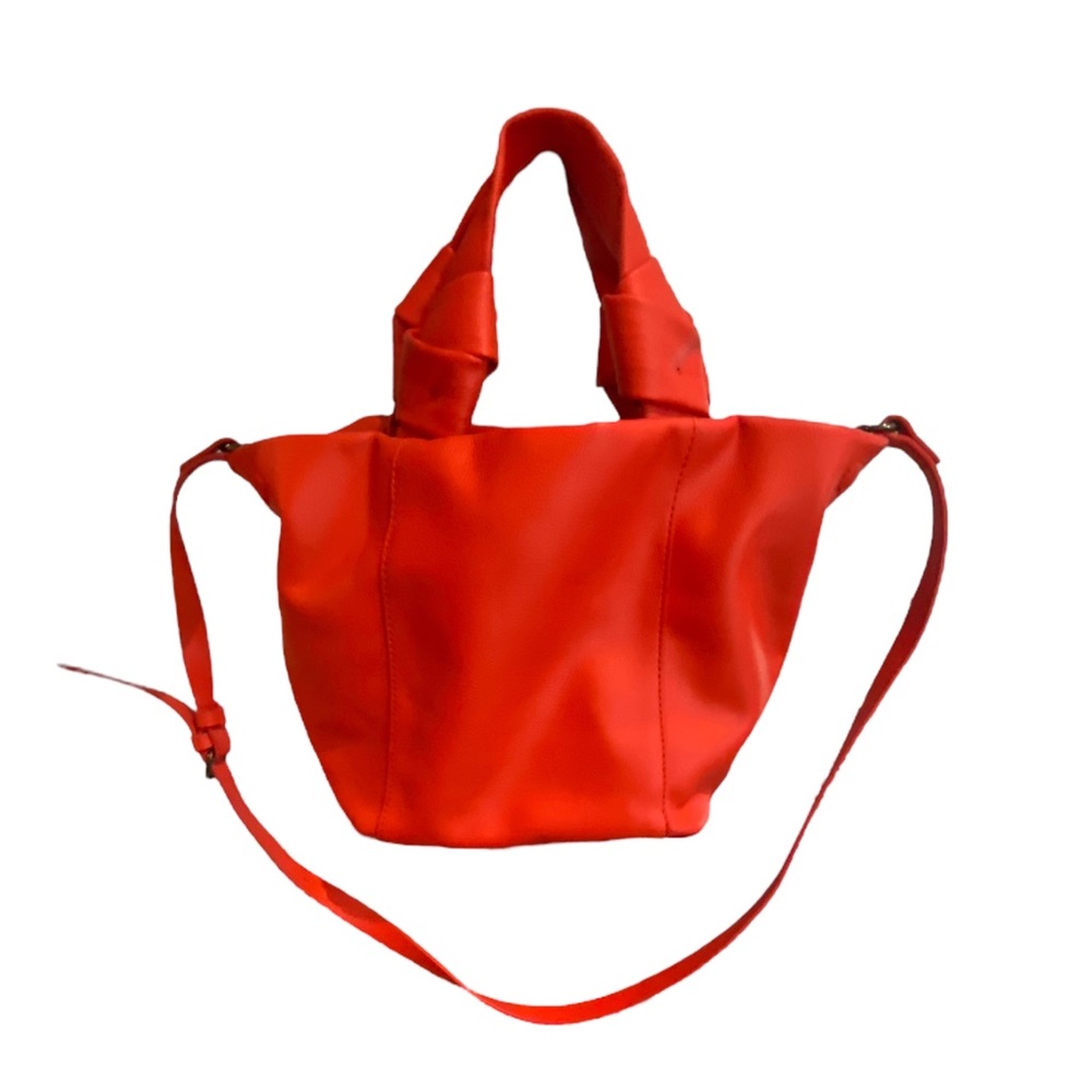 Zara Faux Leather Red-Orange Bucket Bag Purse